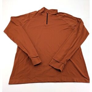 Fabletics Mens Large Pullover Shirt 1/4 Zip Long‎ Sleeve Rust Orange Athleisure